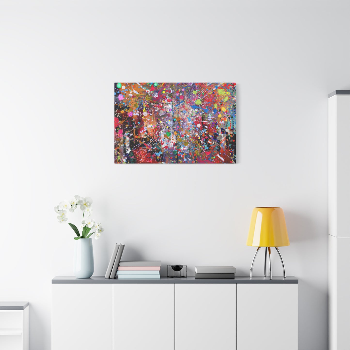 Urban Chaos: Neon Splatter Symphony Abstract Canvas Print Art