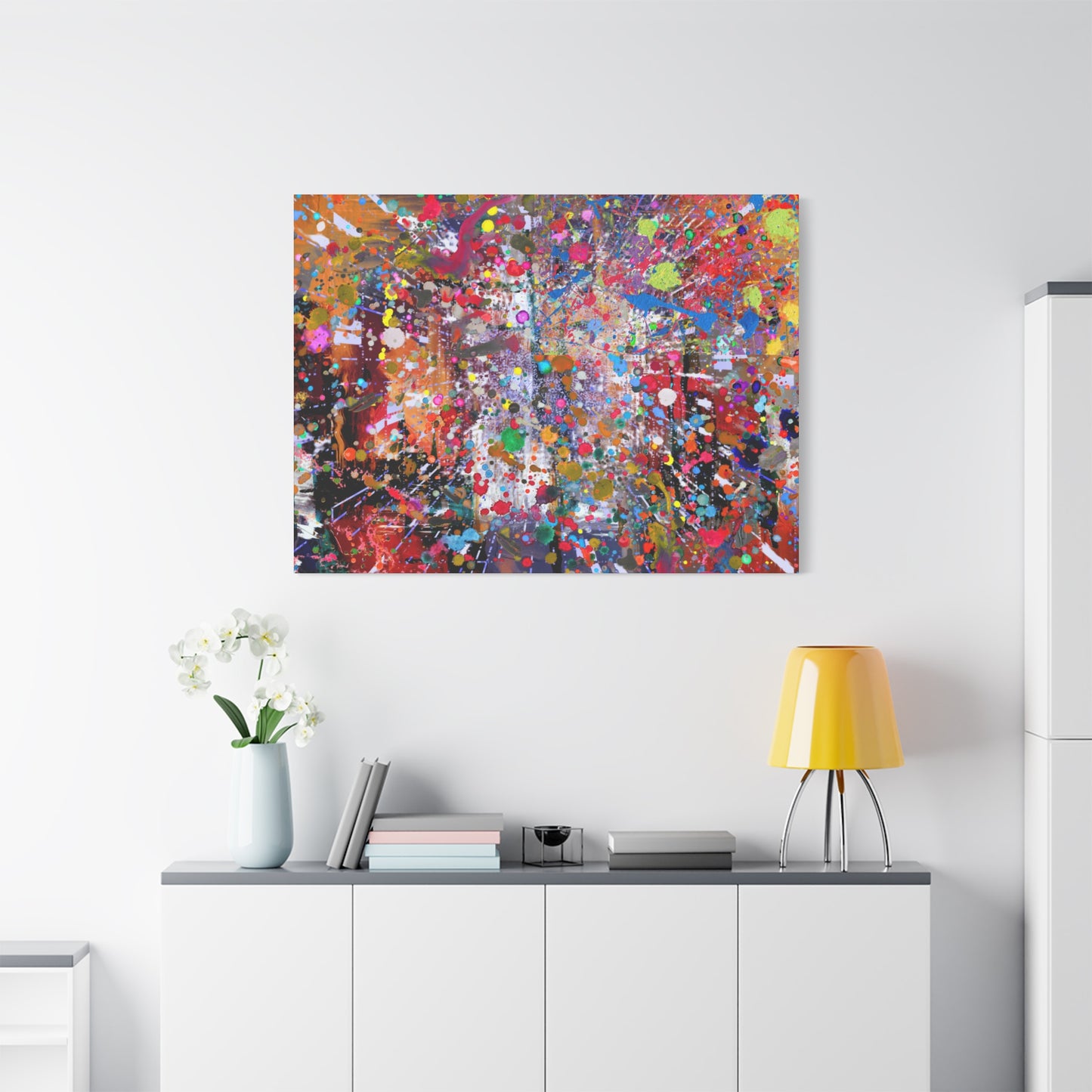 Urban Chaos: Neon Splatter Symphony Abstract Canvas Print Art