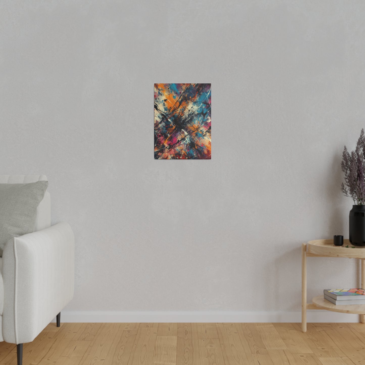 Electric Chaos Abstract Canvas Print – Bold Modern Paint Splash Wall Art for Contemporary Interiors