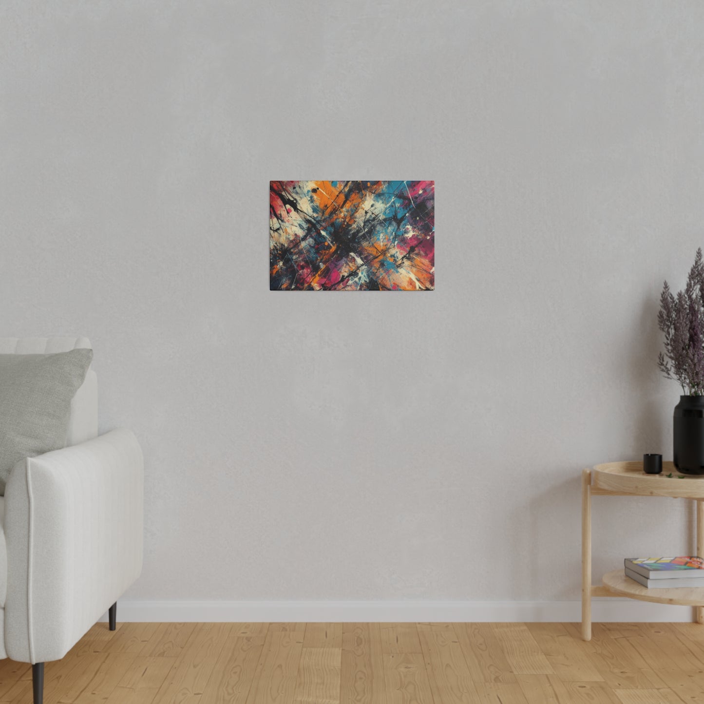 Electric Chaos Abstract Canvas Print – Bold Modern Paint Splash Wall Art for Contemporary Interiors