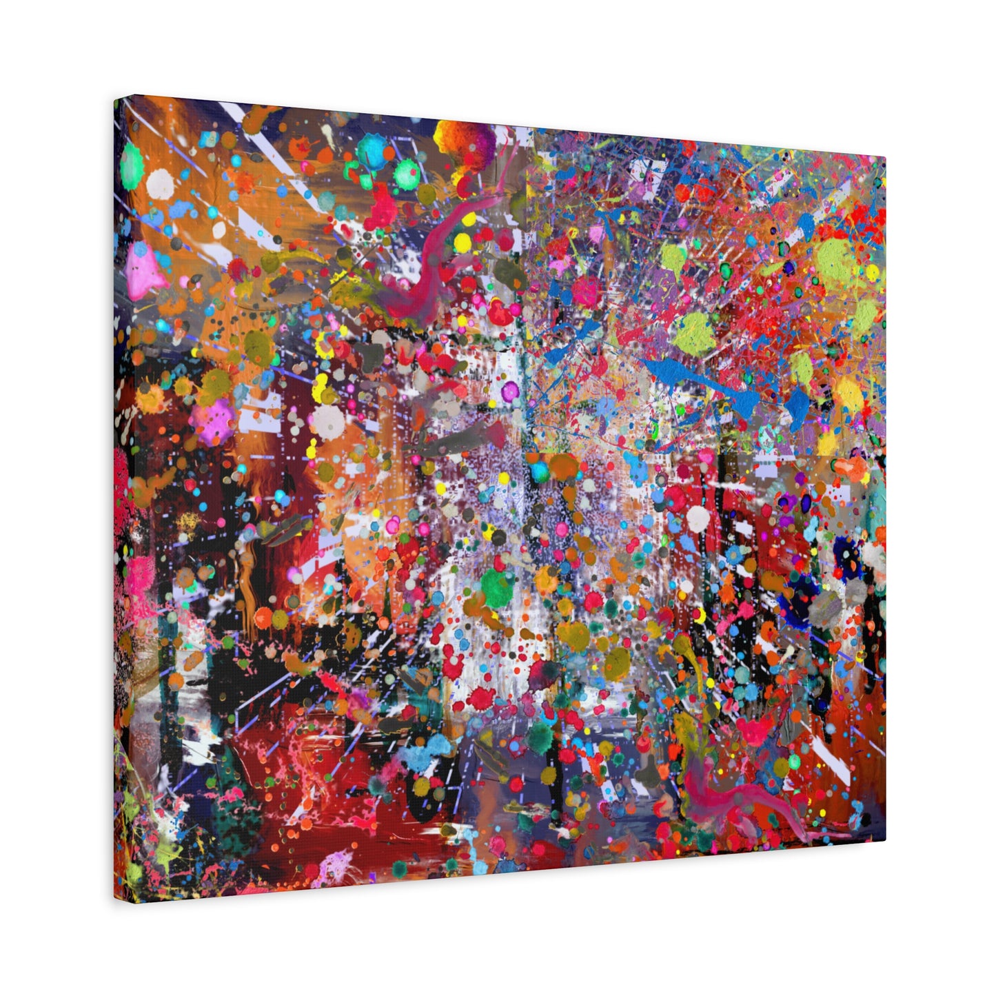 Urban Chaos: Neon Splatter Symphony Abstract Canvas Print Art