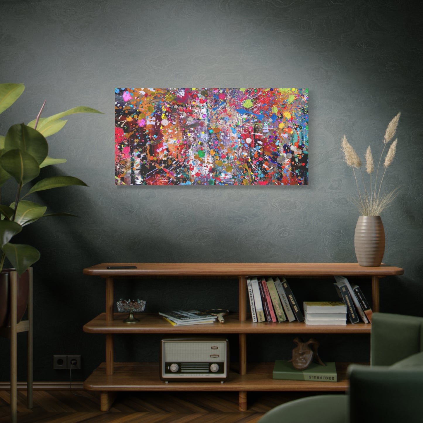 Urban Chaos: Neon Splatter Symphony Abstract Canvas Print Art