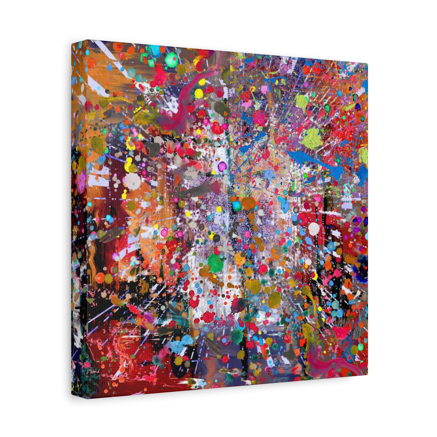 Urban Chaos: Neon Splatter Symphony Abstract Canvas Print Art