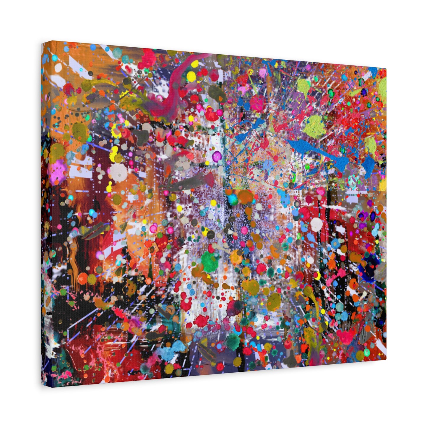 Urban Chaos: Neon Splatter Symphony Abstract Canvas Print Art