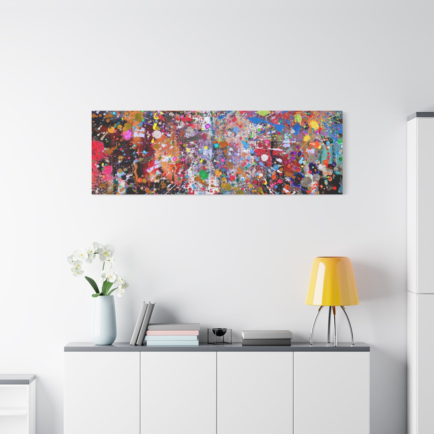 Urban Chaos: Neon Splatter Symphony Abstract Canvas Print Art