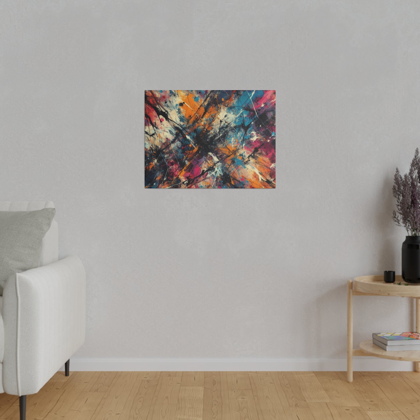 Electric Chaos Abstract Canvas Print – Bold Modern Paint Splash Wall Art for Contemporary Interiors