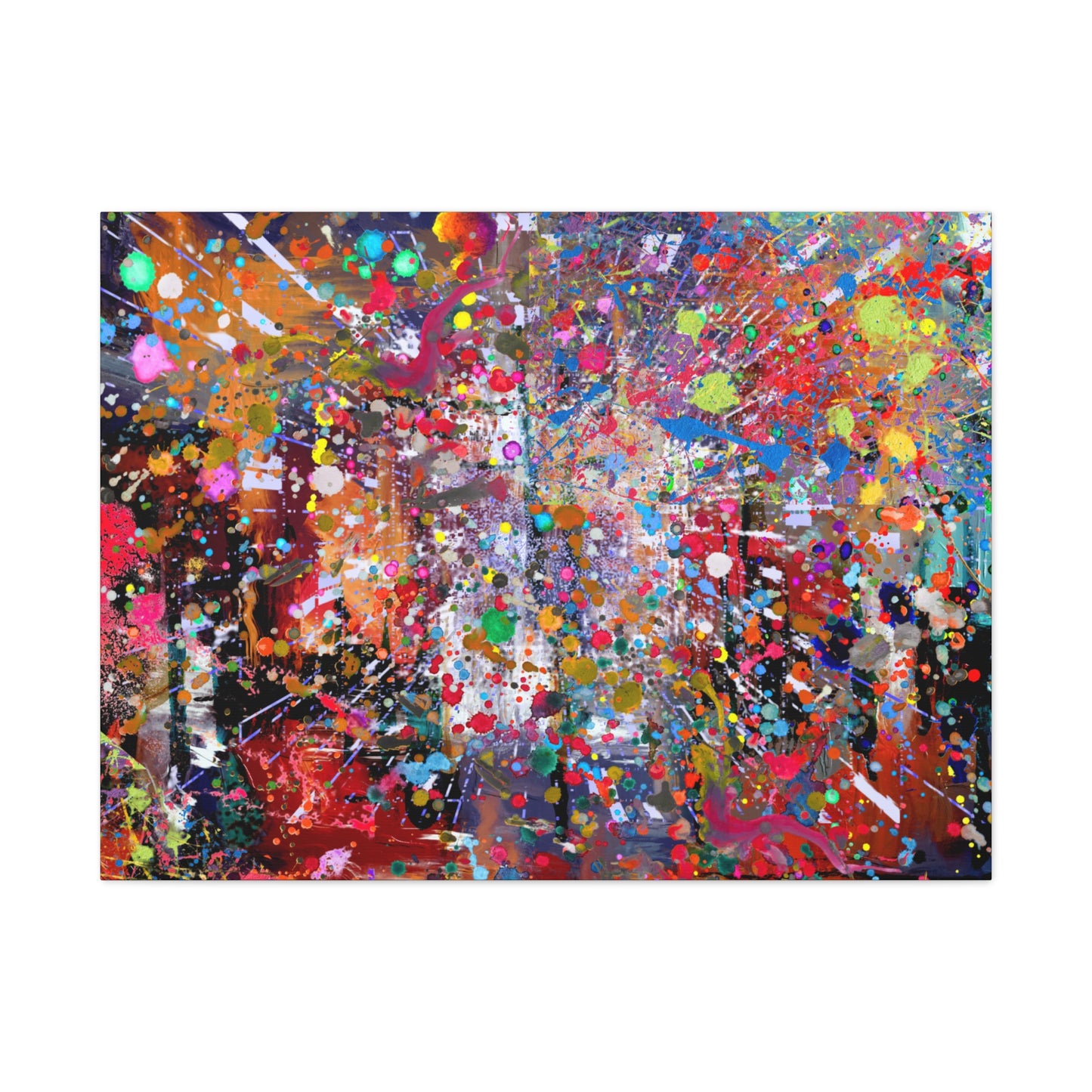 Urban Chaos: Neon Splatter Symphony Abstract Canvas Print Art