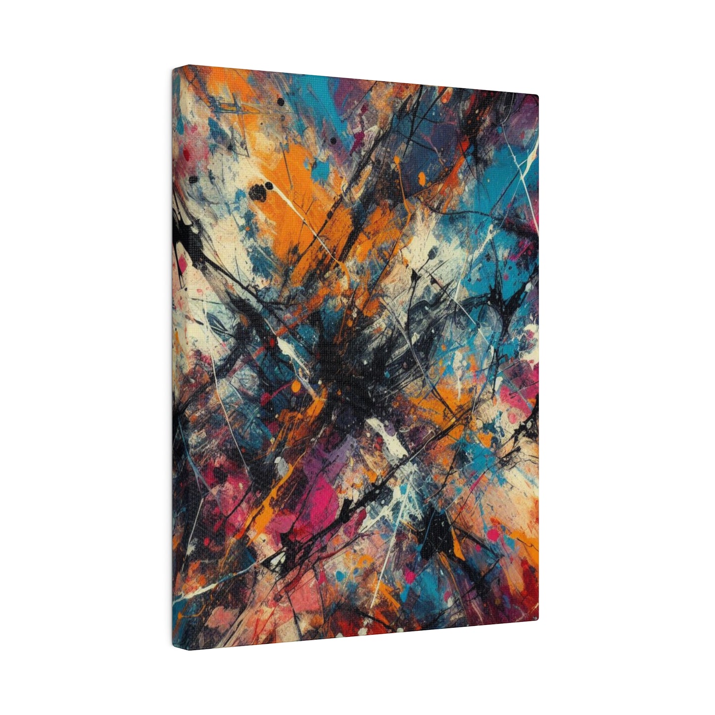 Electric Chaos Abstract Canvas Print – Bold Modern Paint Splash Wall Art for Contemporary Interiors