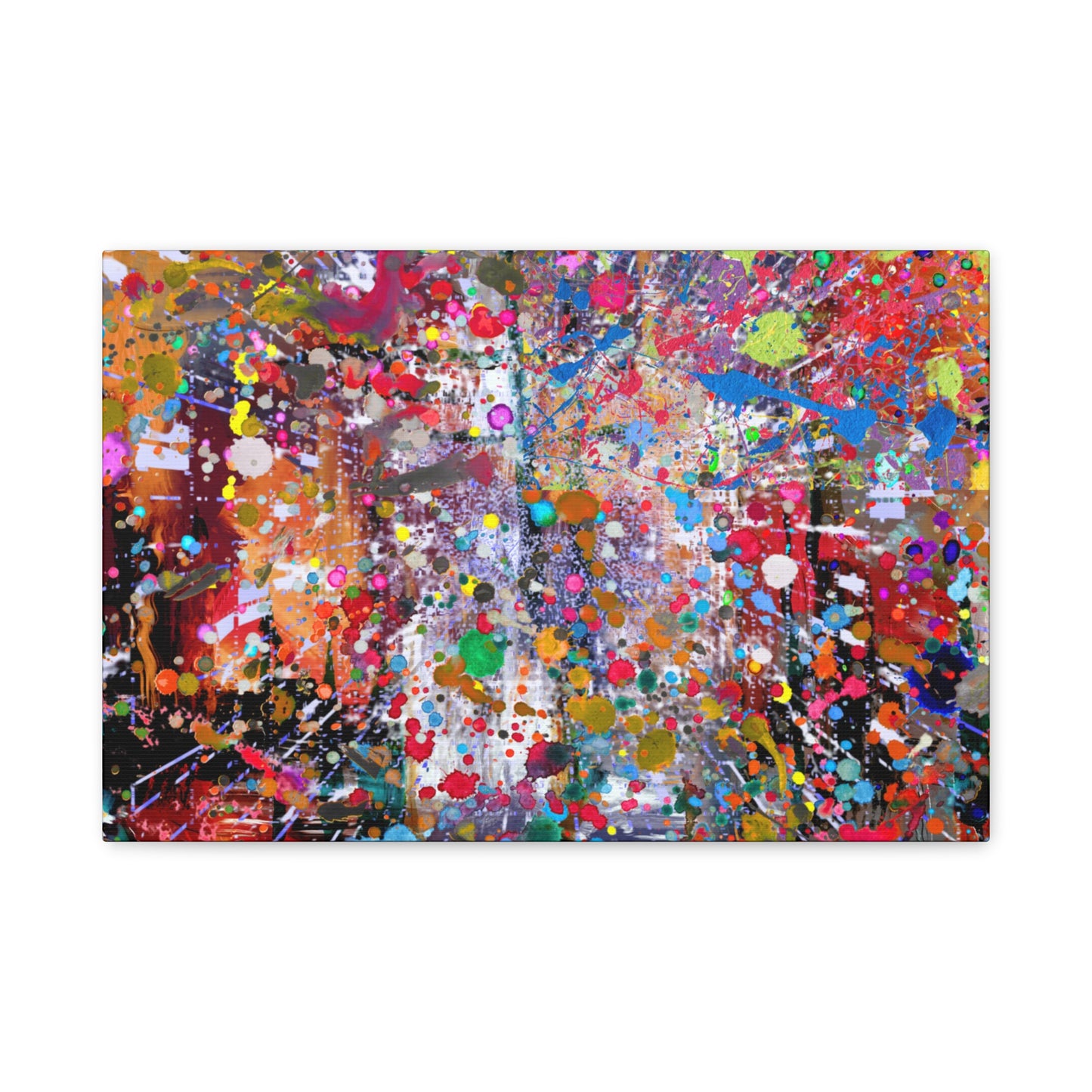 Urban Chaos: Neon Splatter Symphony Abstract Canvas Print Art