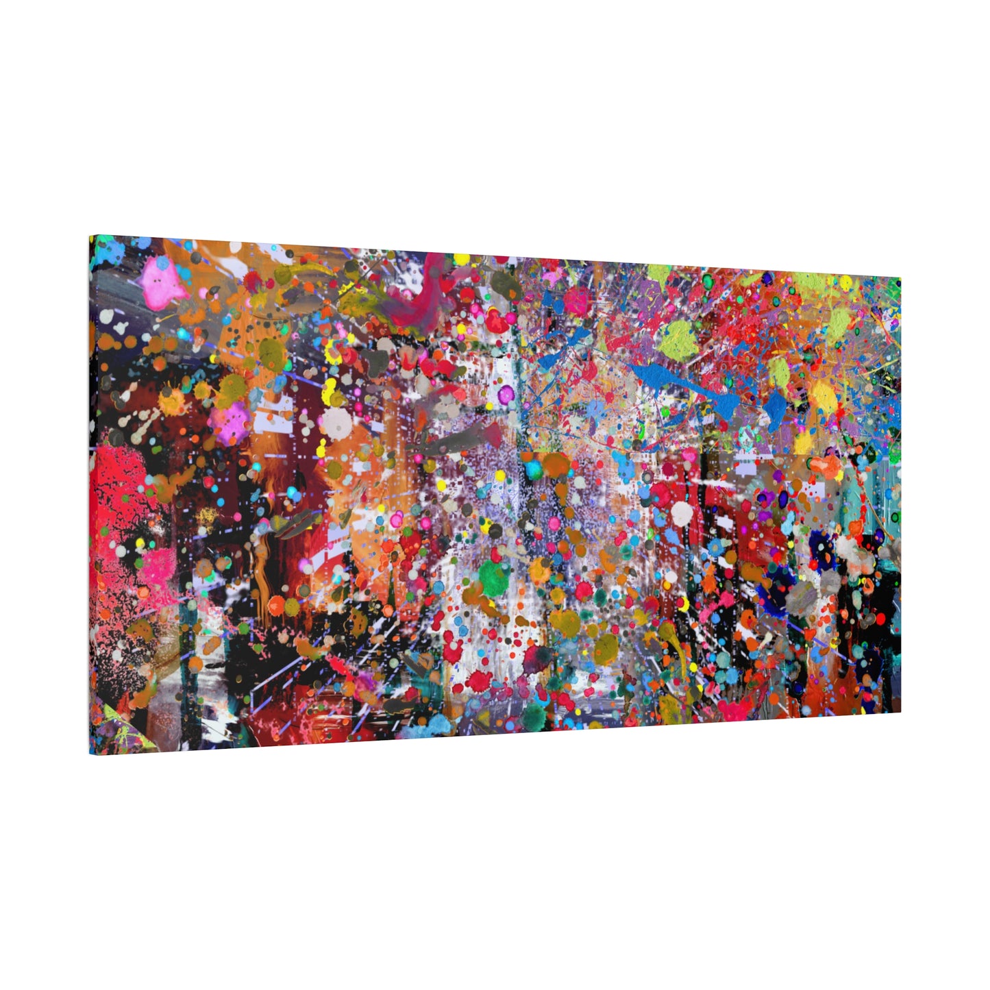 Urban Chaos: Neon Splatter Symphony Abstract Canvas Print Art