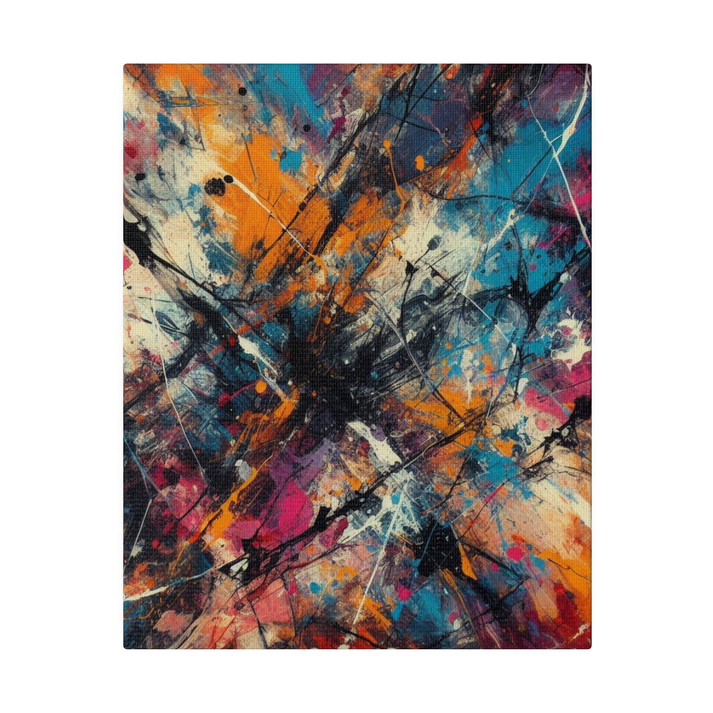 Electric Chaos Abstract Canvas Print – Bold Modern Paint Splash Wall Art for Contemporary Interiors