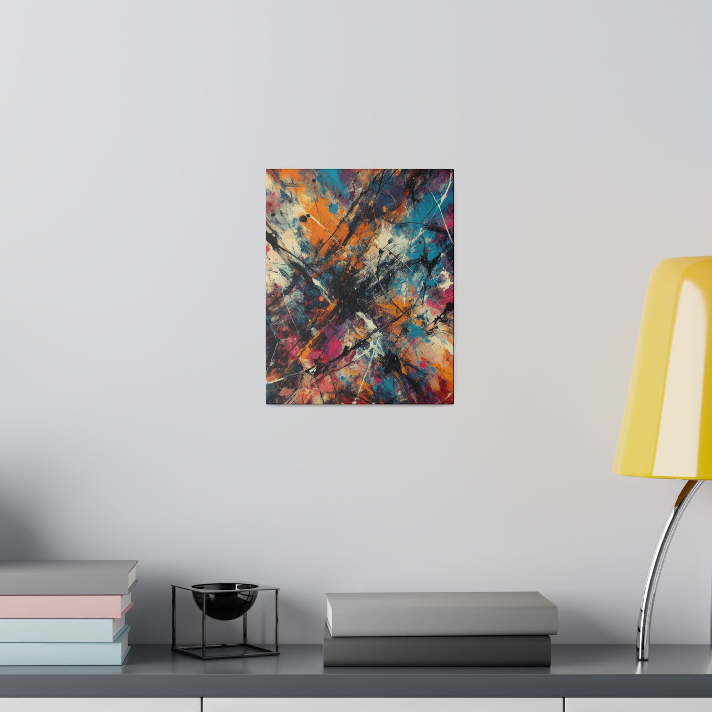 Electric Chaos Abstract Canvas Print – Bold Modern Paint Splash Wall Art for Contemporary Interiors