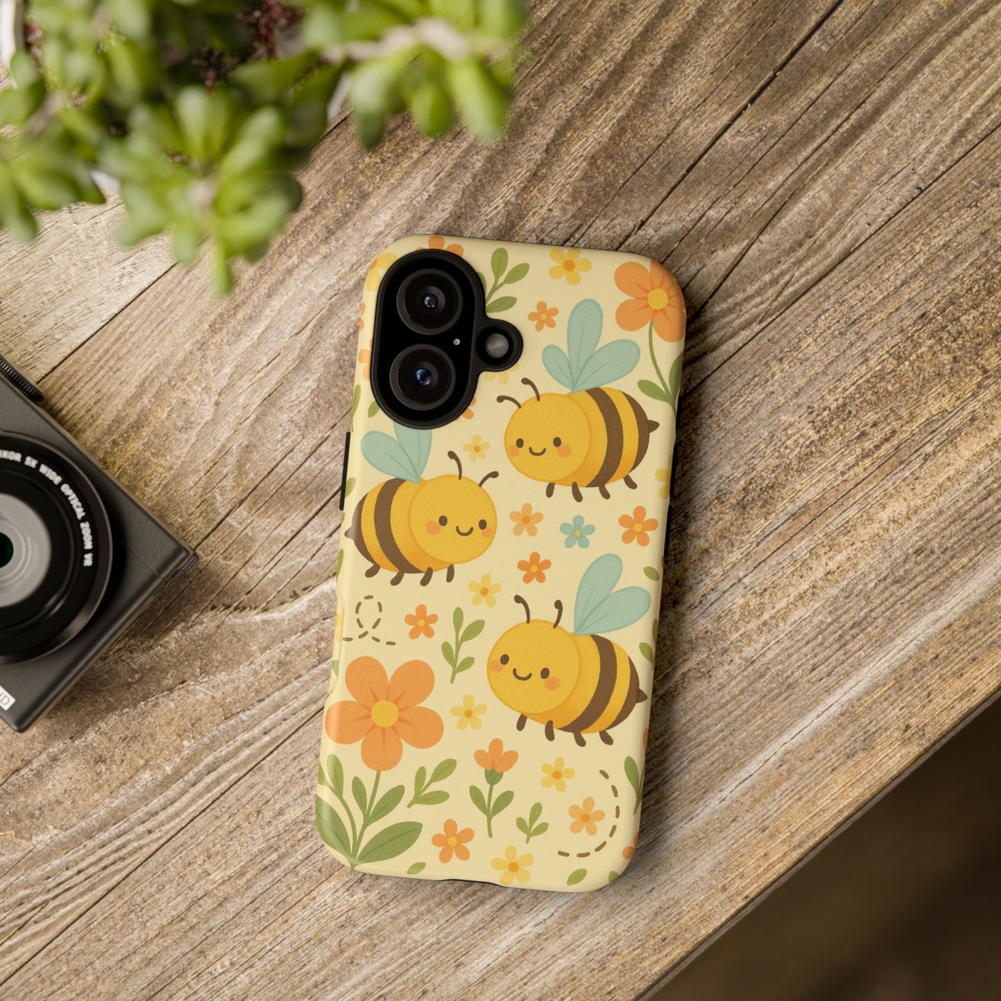 Cute cartoon Floral Bee Tough Phone Case