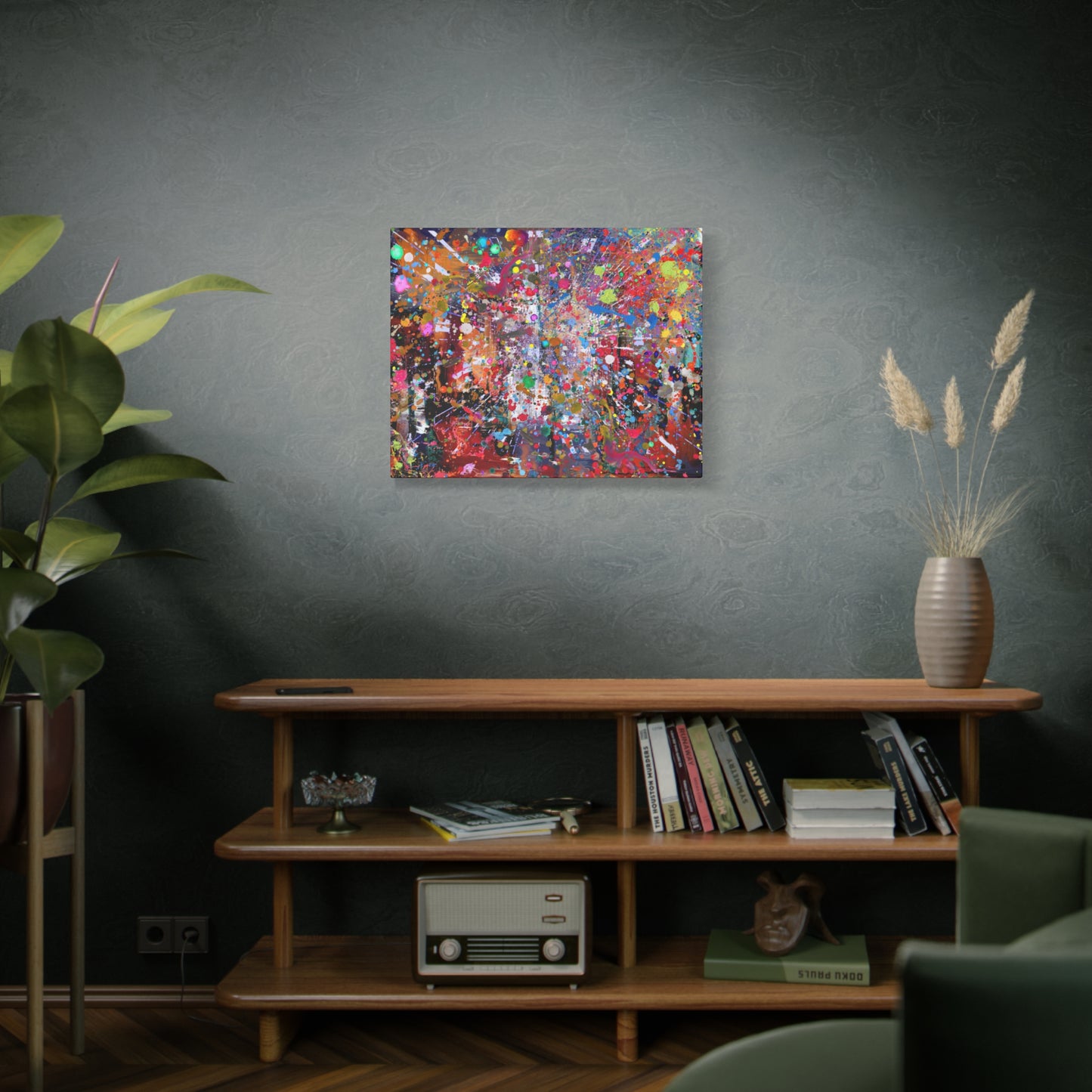 Urban Chaos: Neon Splatter Symphony Abstract Canvas Print Art