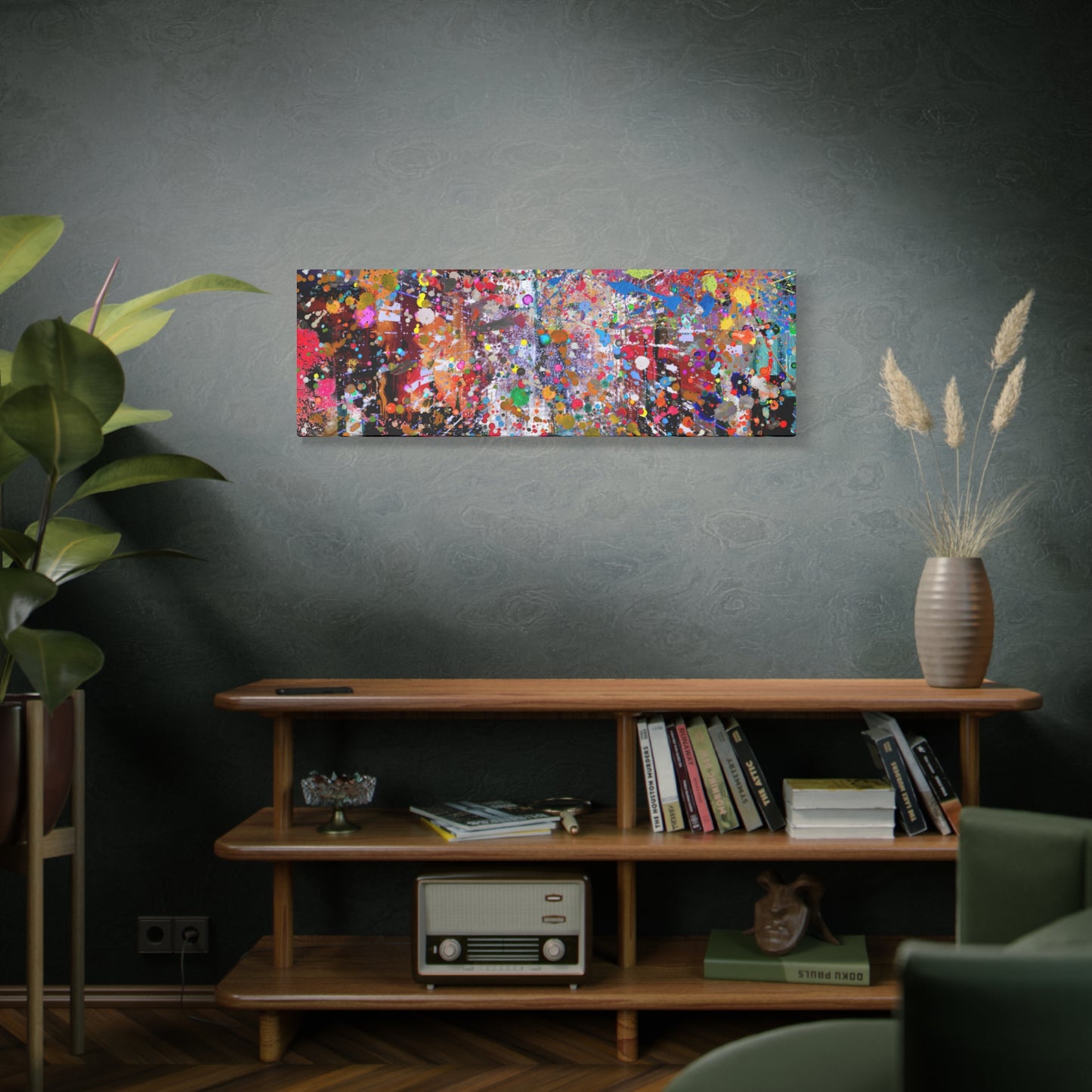 Urban Chaos: Neon Splatter Symphony Abstract Canvas Print Art