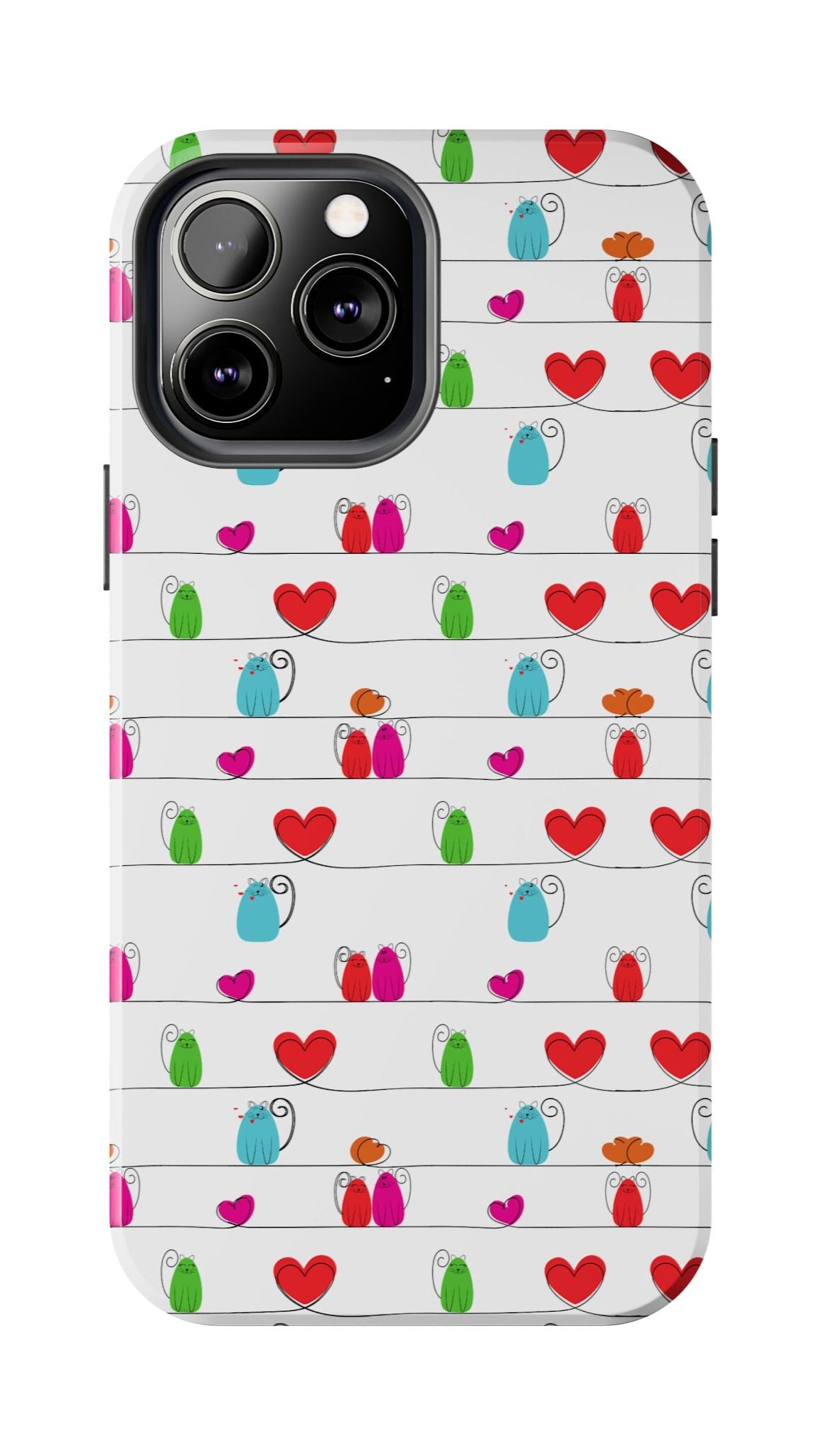 Fundas resistentes para teléfono con diseño de gatos y corazones