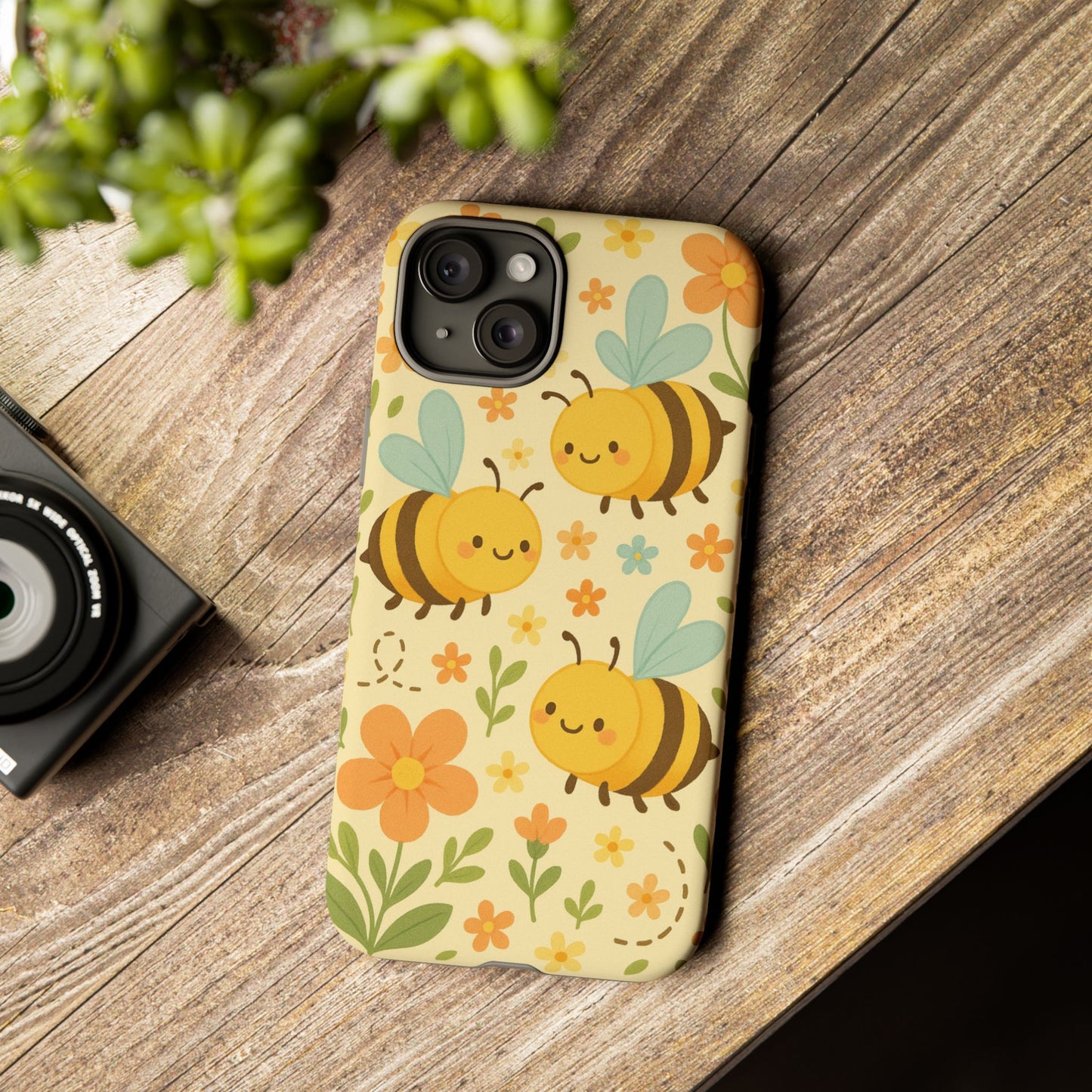 Cute cartoon Floral Bee Tough Phone Case