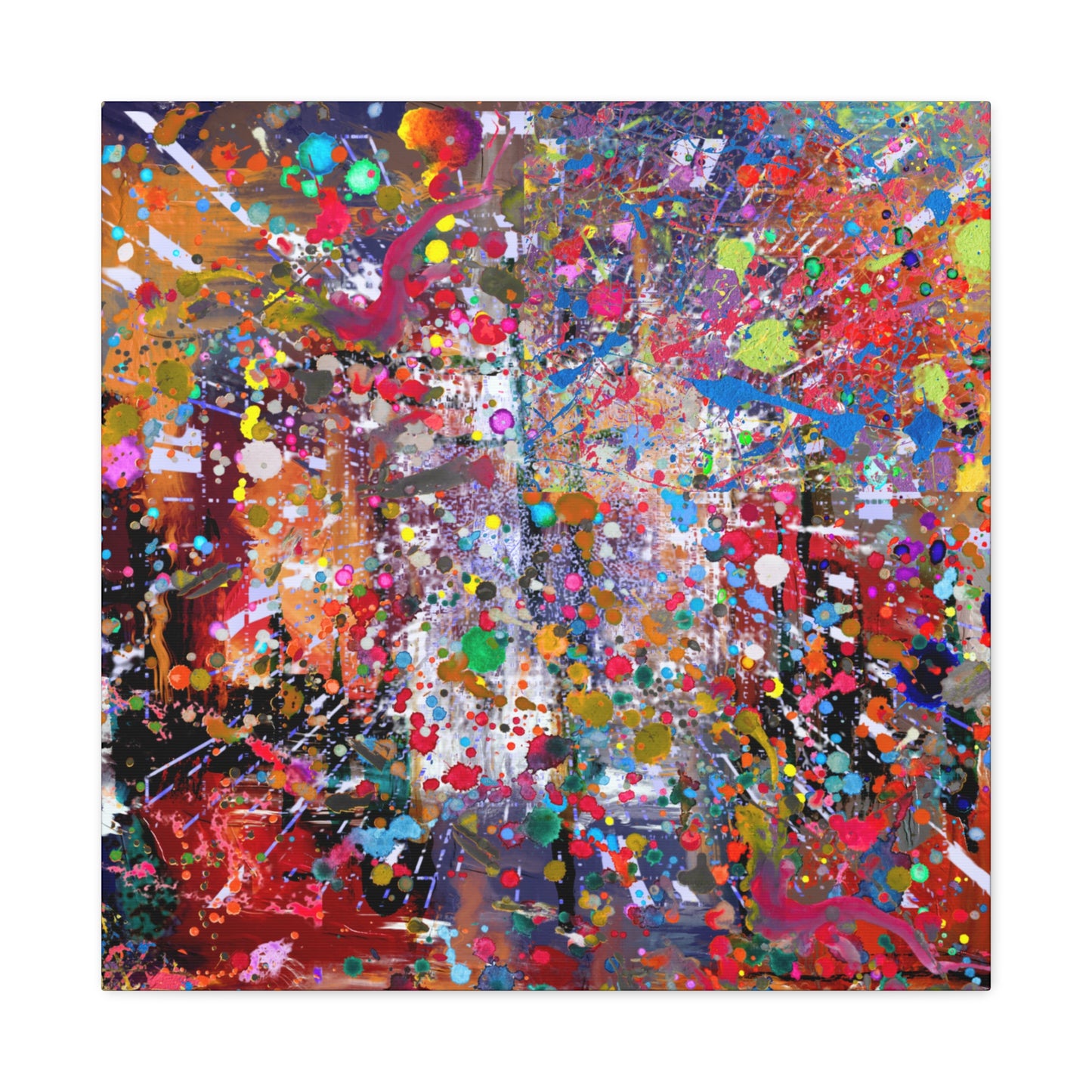 Urban Chaos: Neon Splatter Symphony Abstract Canvas Print Art