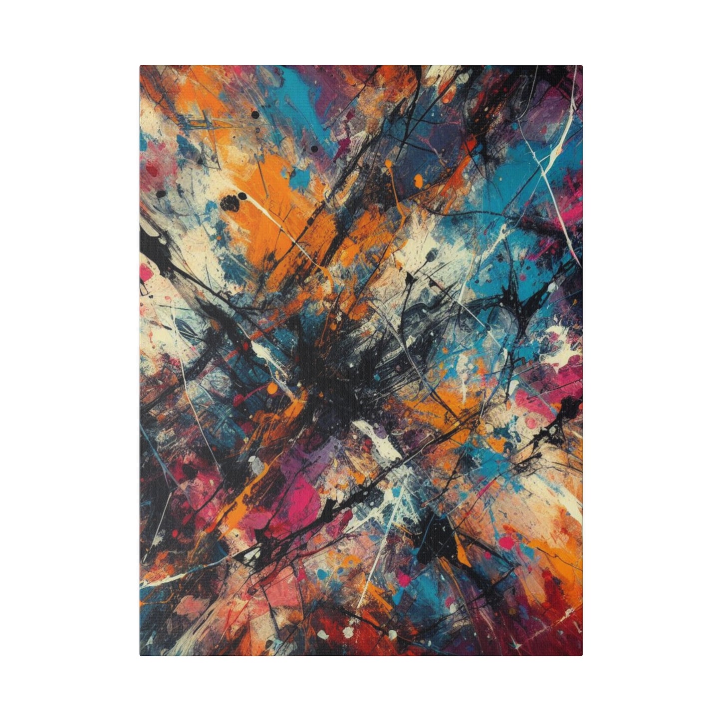 Electric Chaos Abstract Canvas Print – Bold Modern Paint Splash Wall Art for Contemporary Interiors