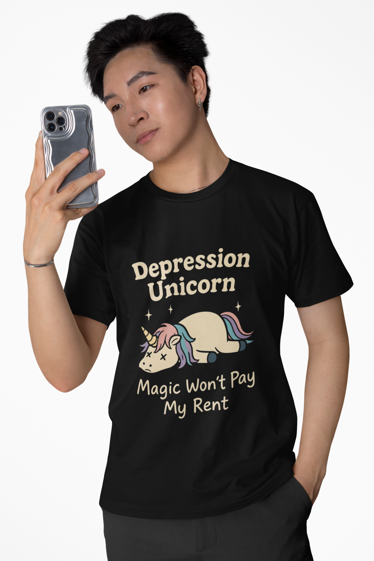 Depression Unicorn T-Shirt | Funny Graphic Tee, Unisex Apparel, Gift for Unicorn Lovers, Self-Care Product, Humor Shirt