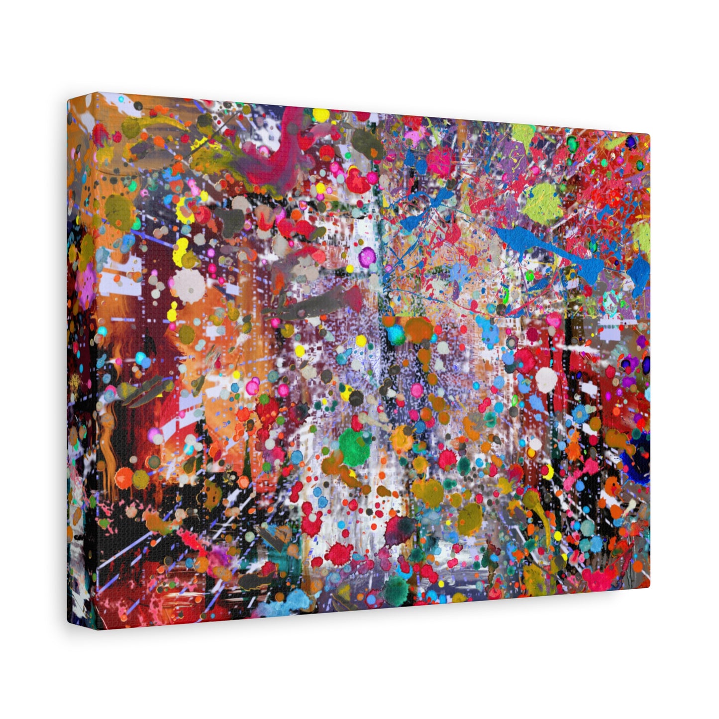 Urban Chaos: Neon Splatter Symphony Abstract Canvas Print Art