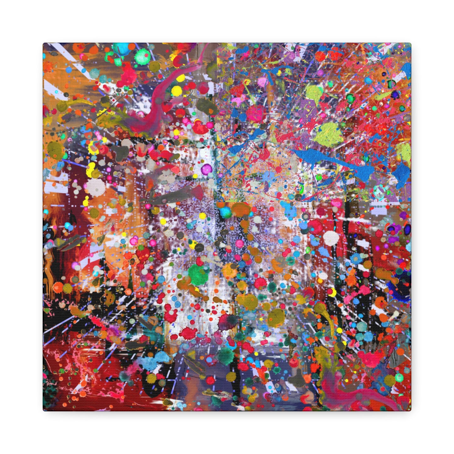 Urban Chaos: Neon Splatter Symphony Abstract Canvas Print Art