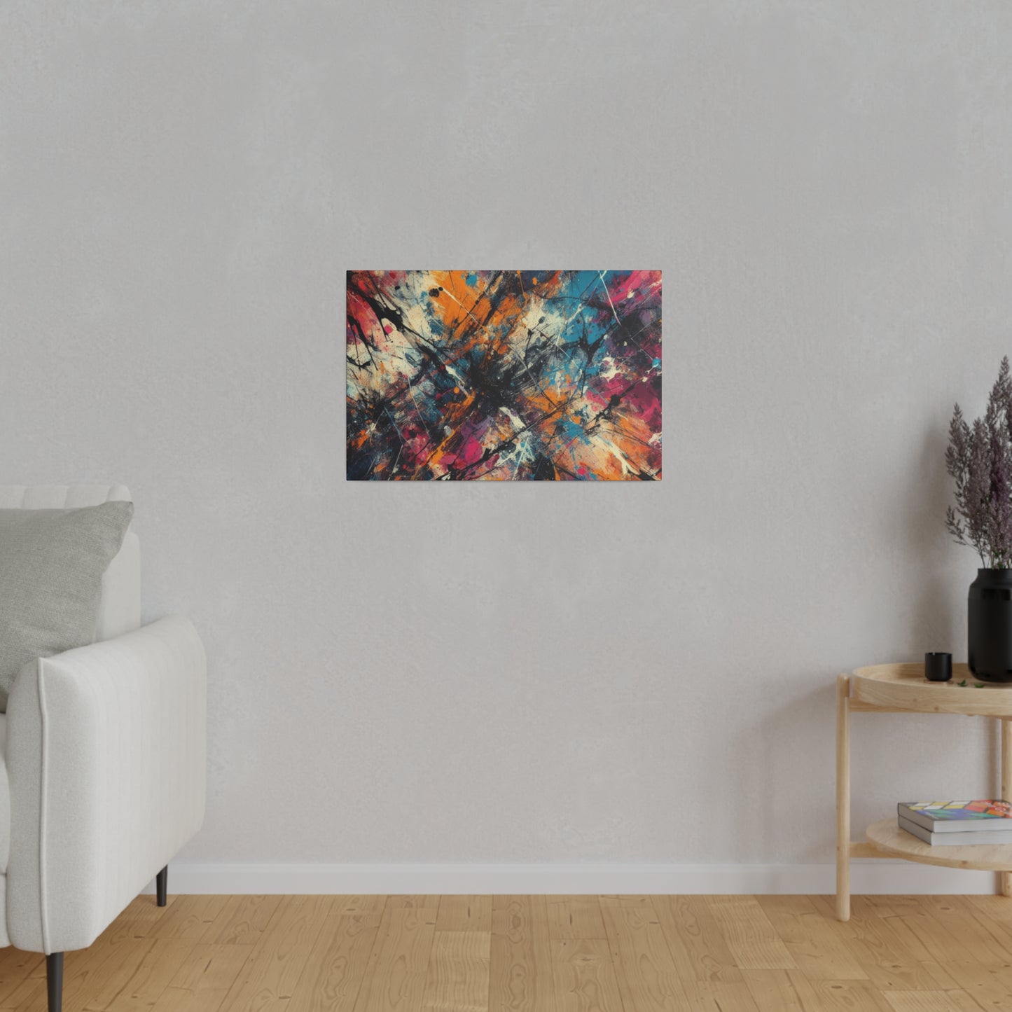 Electric Chaos Abstract Canvas Print – Bold Modern Paint Splash Wall Art for Contemporary Interiors