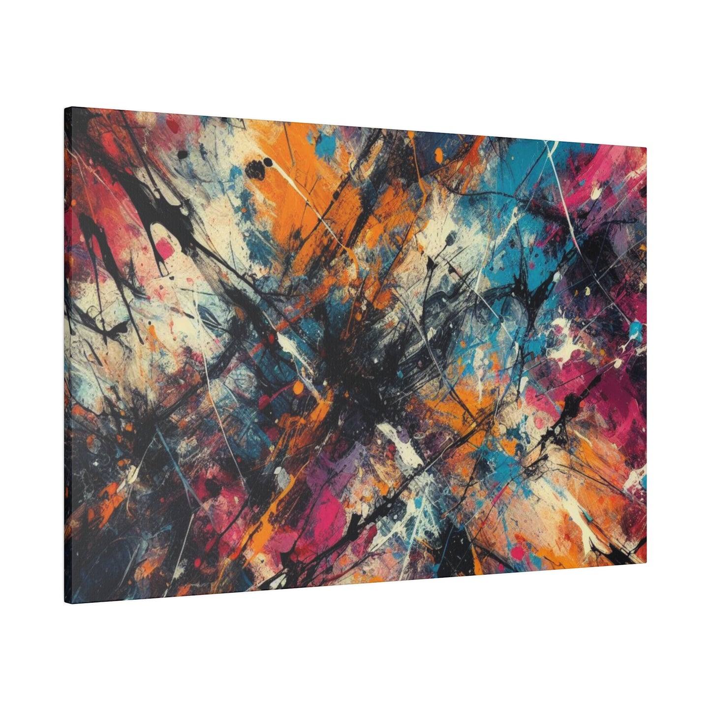 Electric Chaos Abstract Canvas Print – Bold Modern Paint Splash Wall Art for Contemporary Interiors