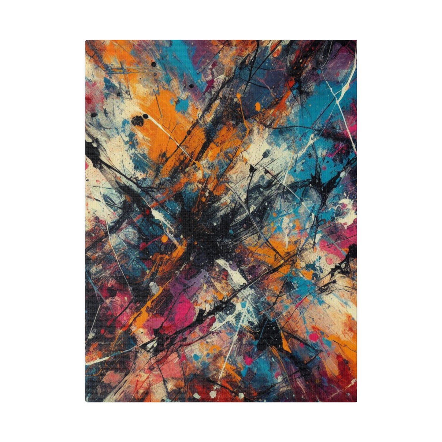 Electric Chaos Abstract Canvas Print – Bold Modern Paint Splash Wall Art for Contemporary Interiors