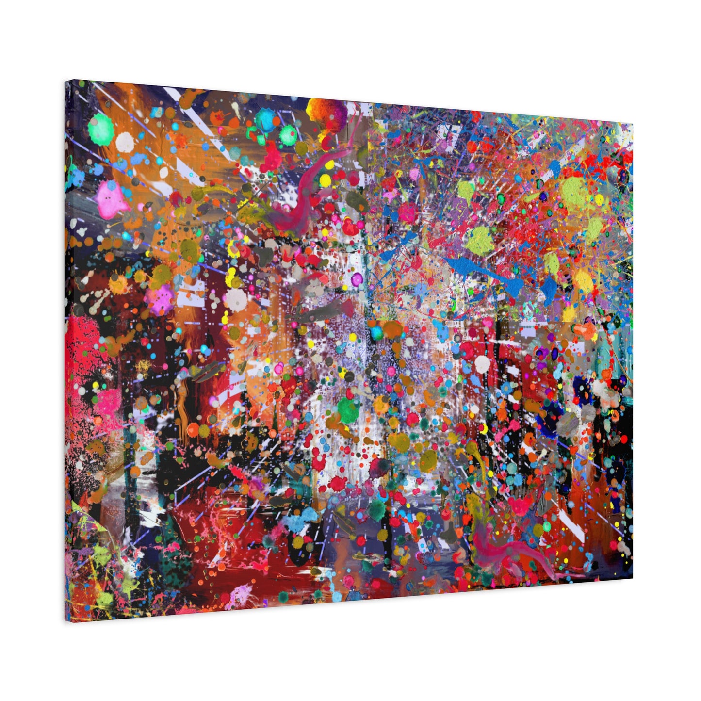 Urban Chaos: Neon Splatter Symphony Abstract Canvas Print Art