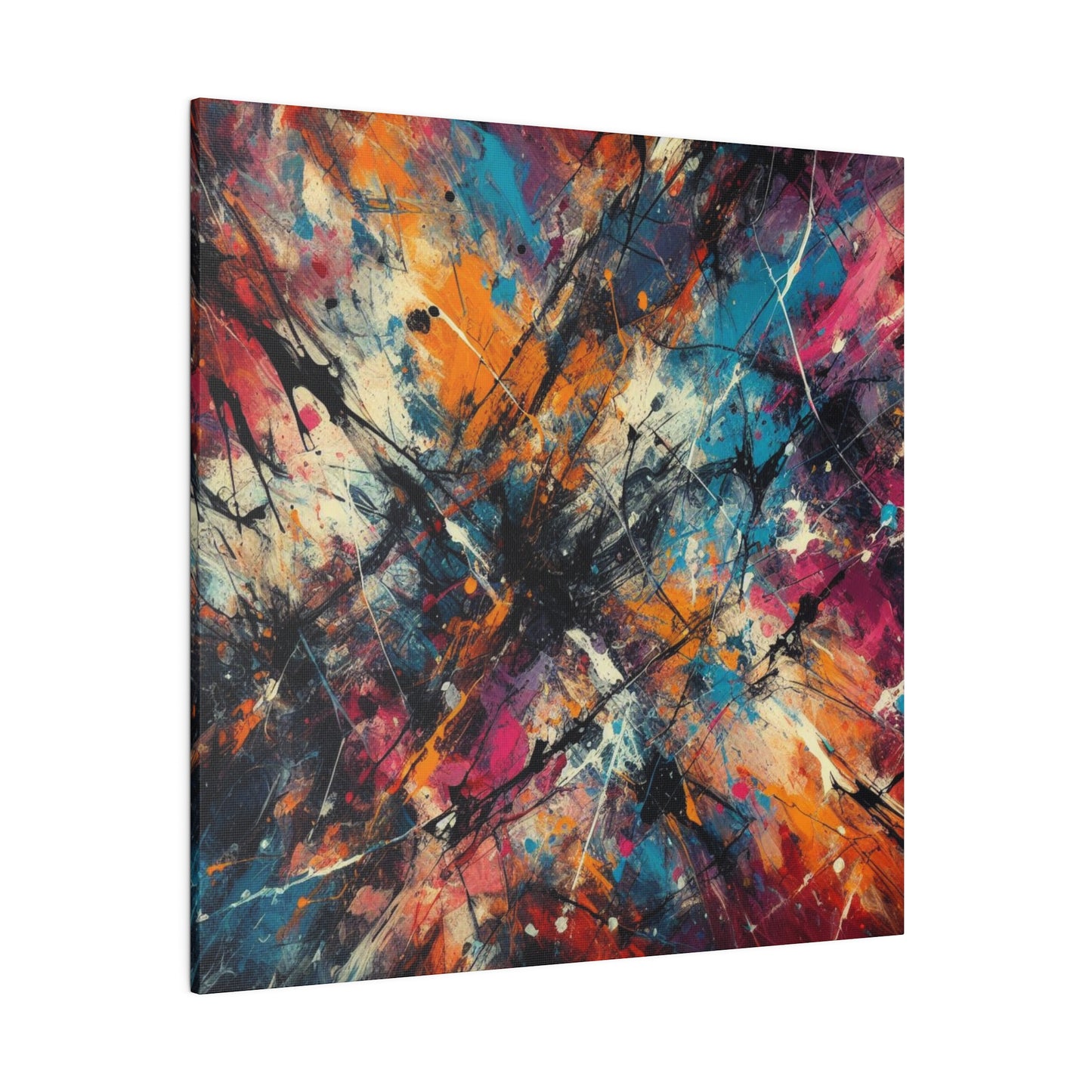 Electric Chaos Abstract Canvas Print – Bold Modern Paint Splash Wall Art for Contemporary Interiors