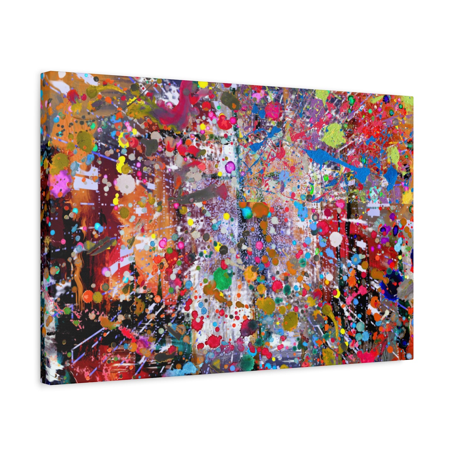 Urban Chaos: Neon Splatter Symphony Abstract Canvas Print Art