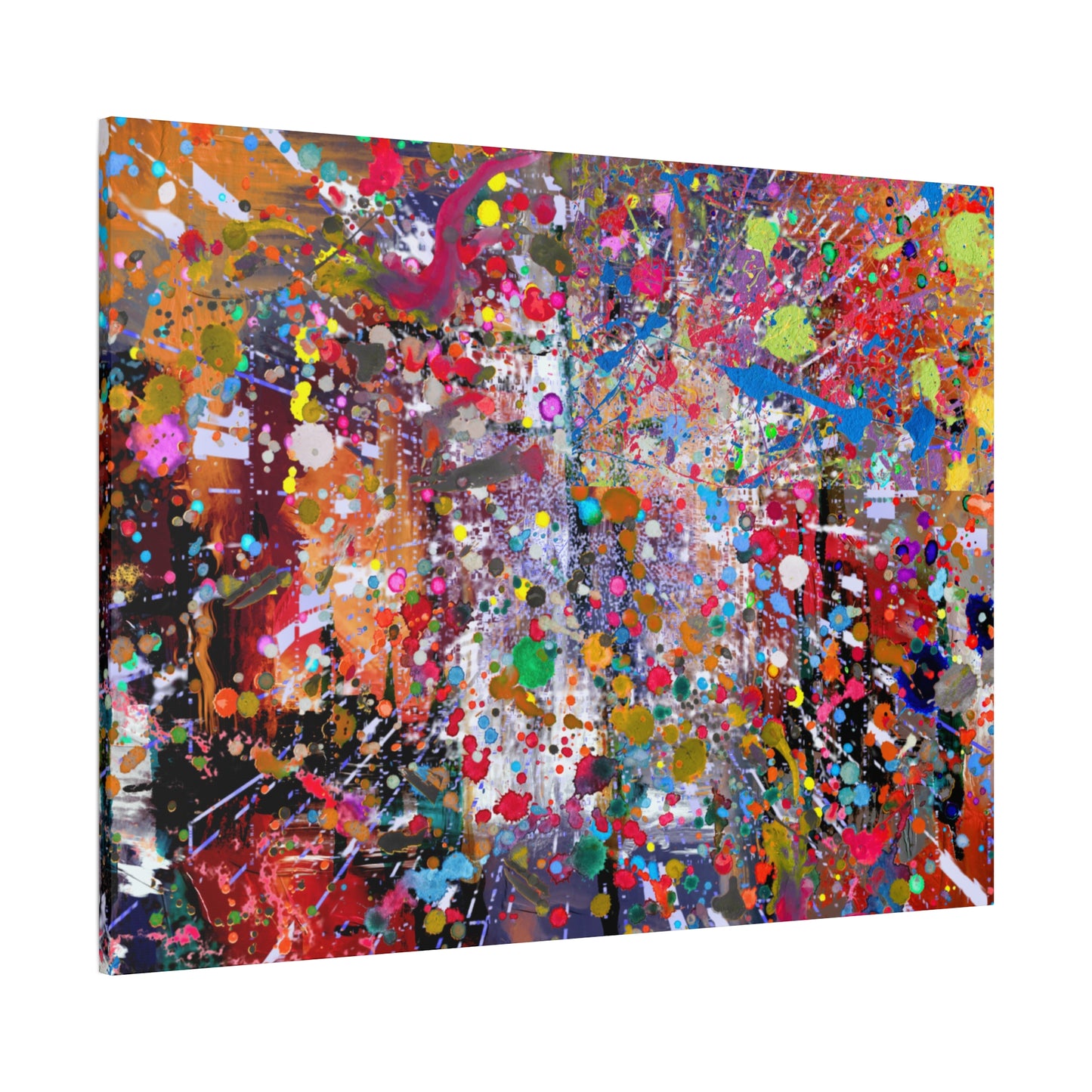 Urban Chaos: Neon Splatter Symphony Abstract Canvas Print Art
