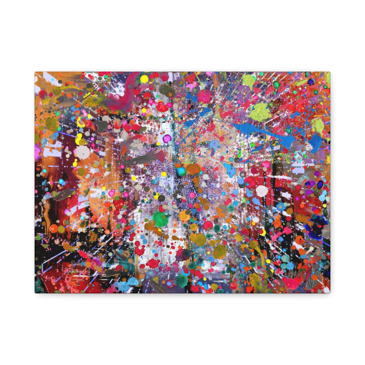 Urban Chaos: Neon Splatter Symphony Abstract Canvas Print Art