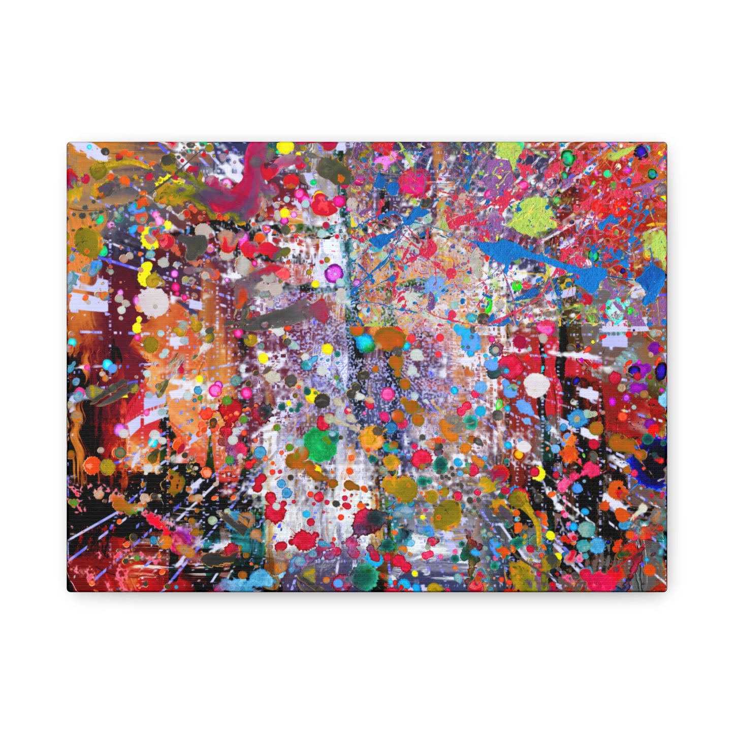 Urban Chaos: Neon Splatter Symphony Abstract Canvas Print Art