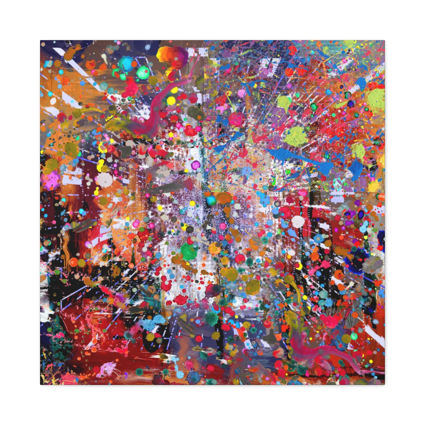 Urban Chaos: Neon Splatter Symphony Abstract Canvas Print Art