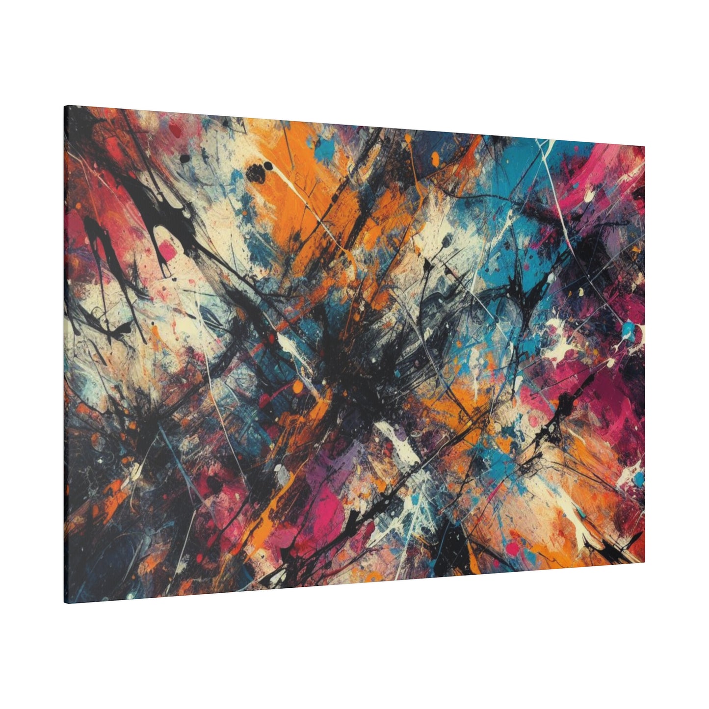 Electric Chaos Abstract Canvas Print – Bold Modern Paint Splash Wall Art for Contemporary Interiors