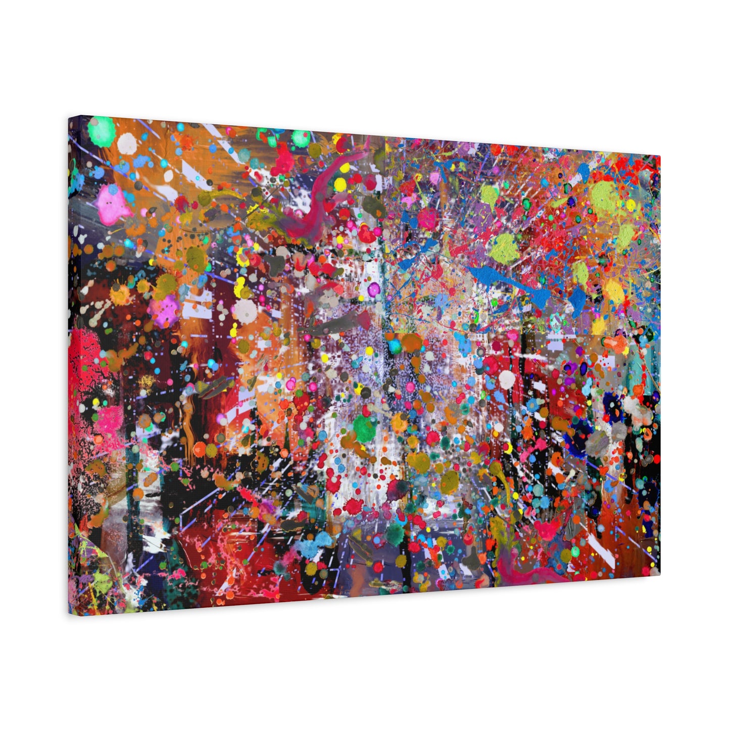Urban Chaos: Neon Splatter Symphony Abstract Canvas Print Art