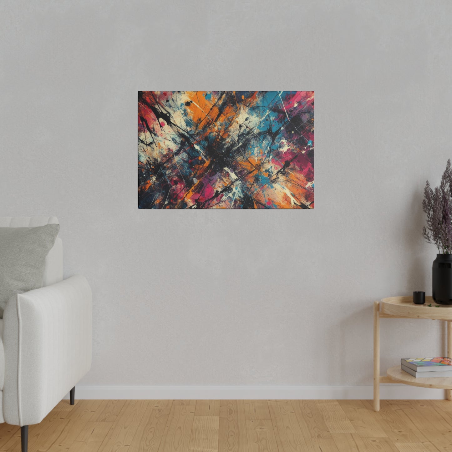 Electric Chaos Abstract Canvas Print – Bold Modern Paint Splash Wall Art for Contemporary Interiors