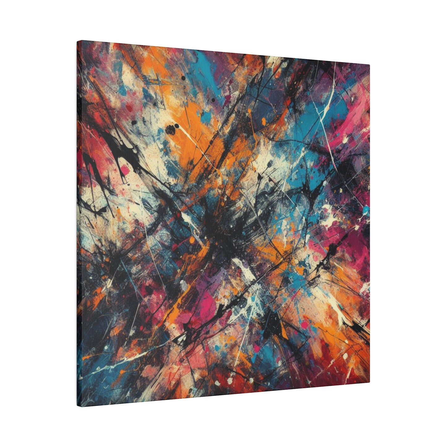 Electric Chaos Abstract Canvas Print – Bold Modern Paint Splash Wall Art for Contemporary Interiors