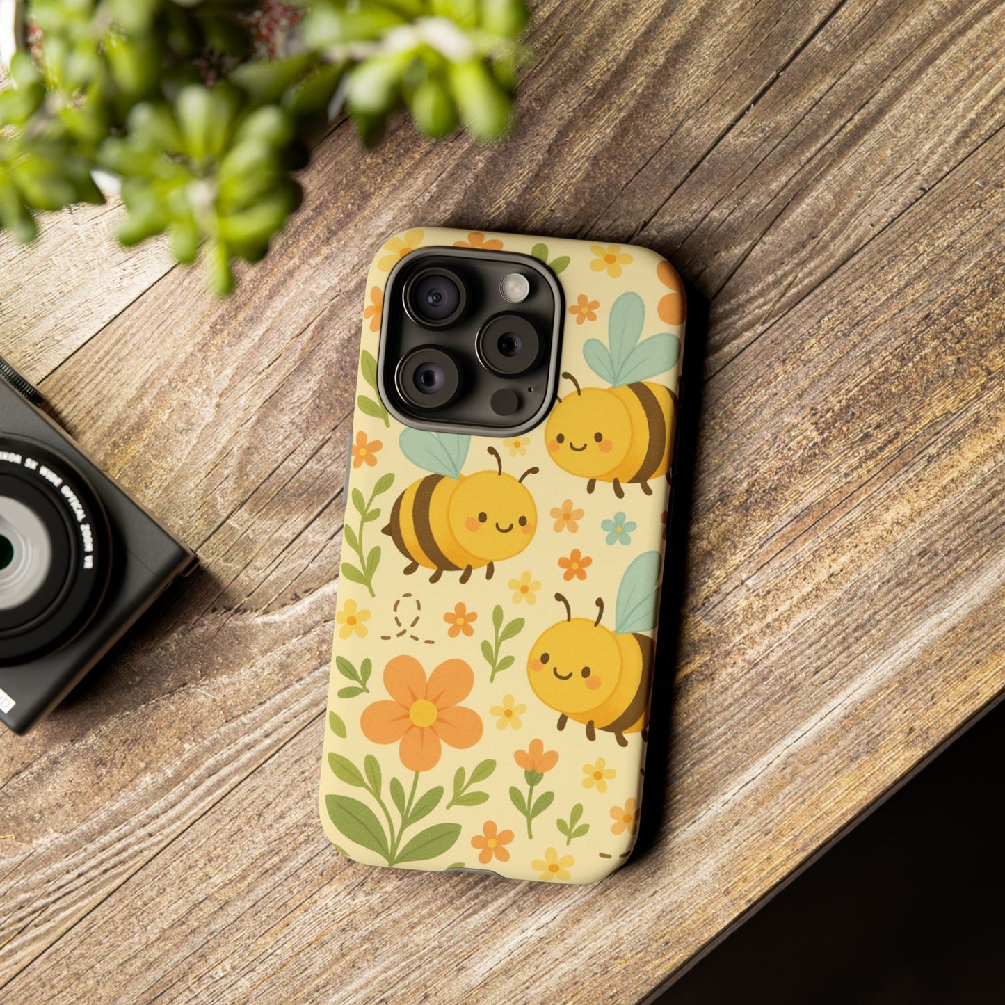 Cute cartoon Floral Bee Tough Phone Case