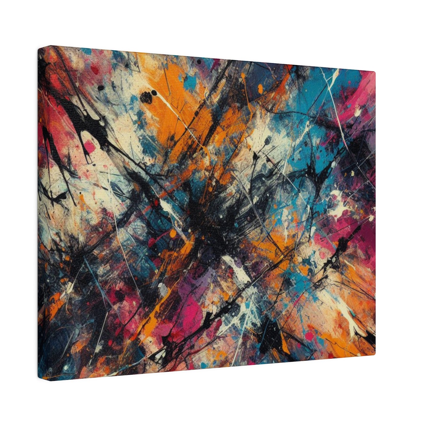 Electric Chaos Abstract Canvas Print – Bold Modern Paint Splash Wall Art for Contemporary Interiors