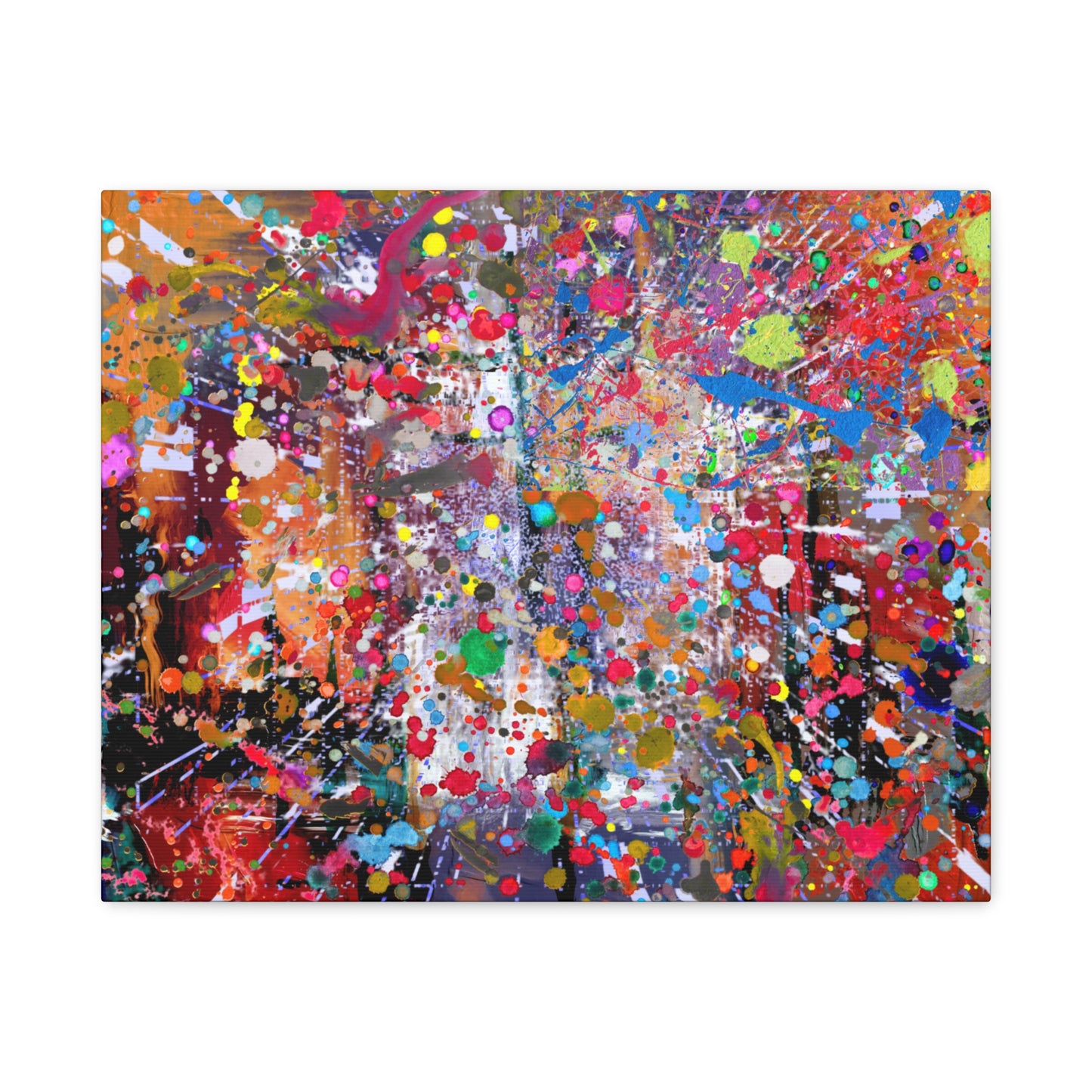 Urban Chaos: Neon Splatter Symphony Abstract Canvas Print Art