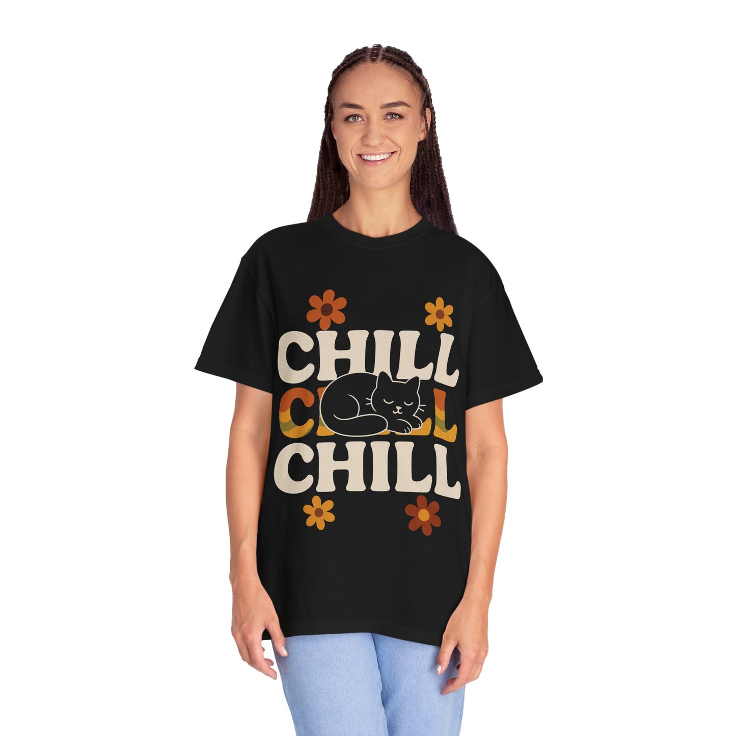 Chill Vibe Unisex T-Shirt, Cat Lover Gift, Relaxed Fit Tee, Summer Outfit, Statement Shirt, Gift for Friends