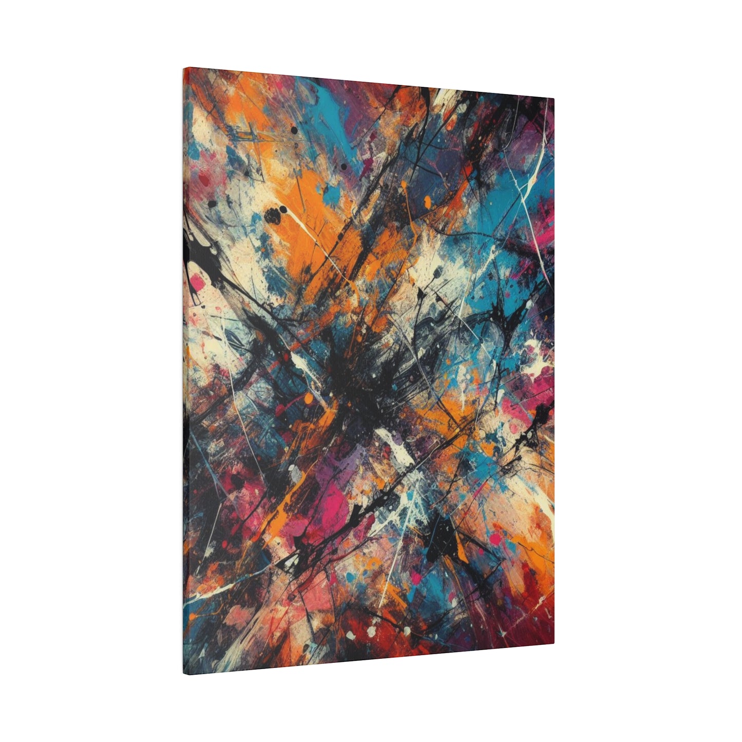 Electric Chaos Abstract Canvas Print – Bold Modern Paint Splash Wall Art for Contemporary Interiors