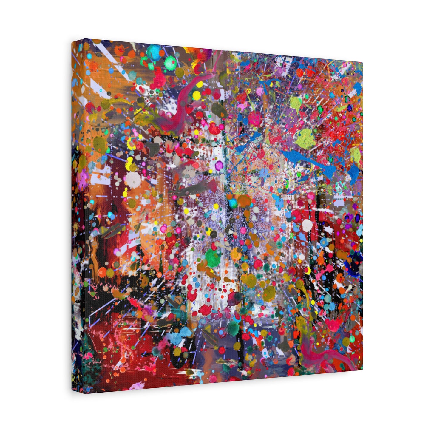 Urban Chaos: Neon Splatter Symphony Abstract Canvas Print Art