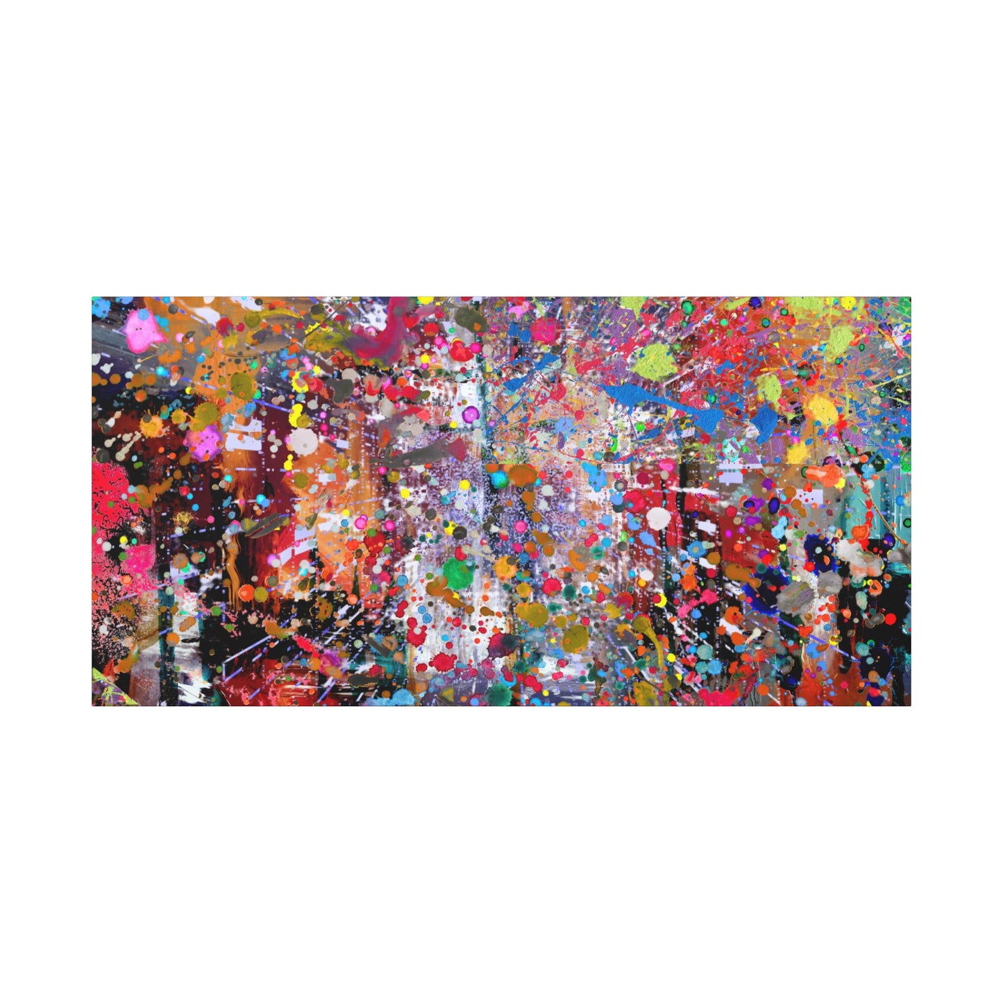 Urban Chaos: Neon Splatter Symphony Abstract Canvas Print Art