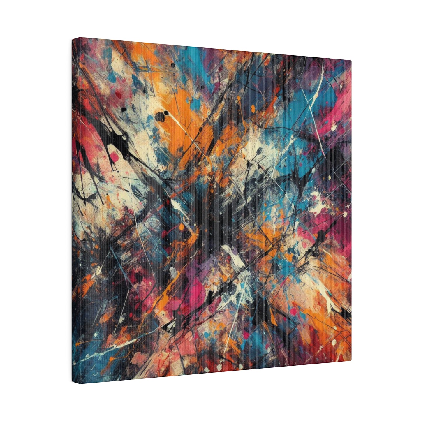 Electric Chaos Abstract Canvas Print – Bold Modern Paint Splash Wall Art for Contemporary Interiors