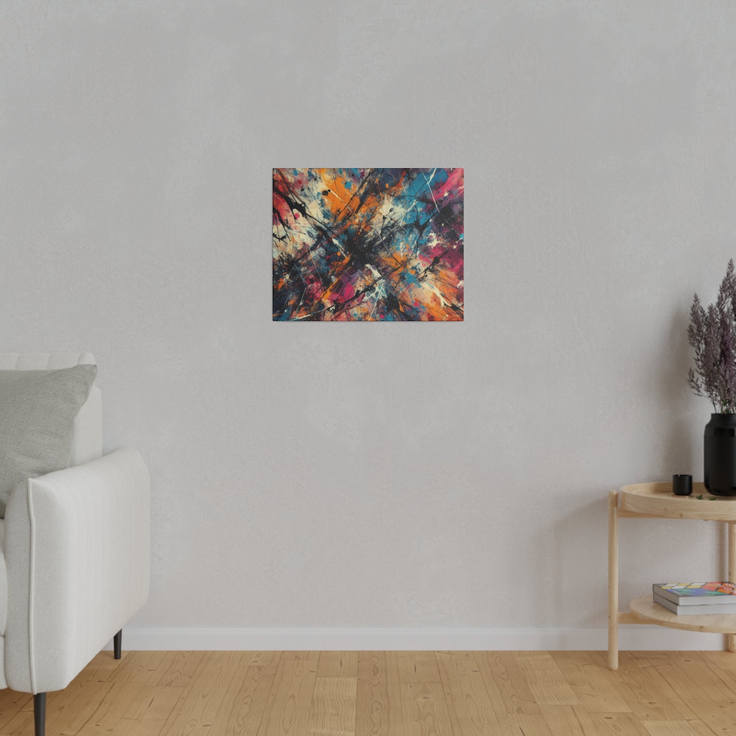 Electric Chaos Abstract Canvas Print – Bold Modern Paint Splash Wall Art for Contemporary Interiors
