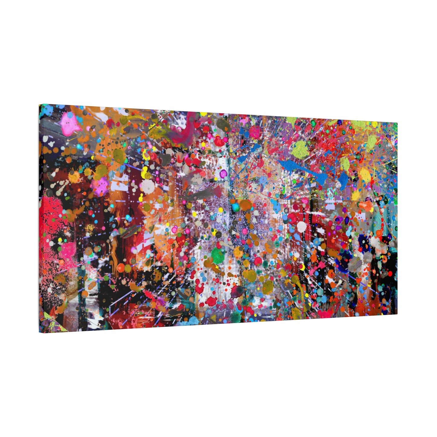 Urban Chaos: Neon Splatter Symphony Abstract Canvas Print Art